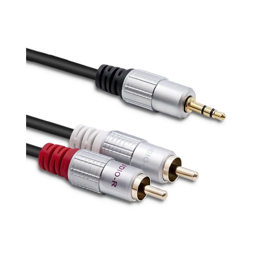 Qoltec 52341 audiokaabel 3 m 2 x RCA 3.5mm Must