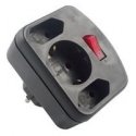 REV combi adapter, 2+1 fold toiteadapter ja vaheldi 3500 W Must REV combi adapter, 2+1 fold toiteadapter ja vaheldi 3500 W Must