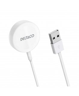 Deltaco AWC-100 mobiililaitteen laturi Älykello Valkoinen USB Langaton lataaminen Sisätila