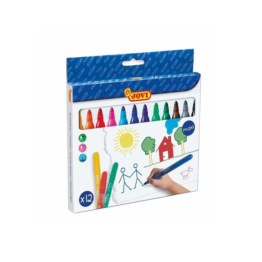 JOVI MAXI flomasteri, 12 krāsu komplekts