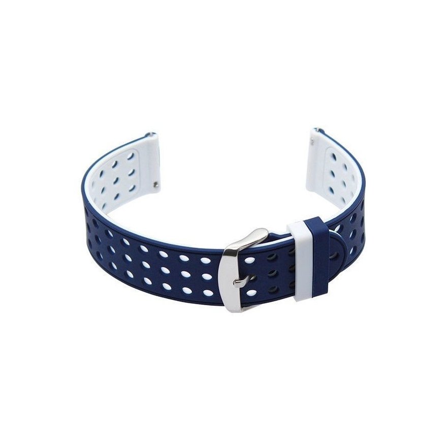 Pacific gumijas siksniņa pulkstenim U12 - tumši zila/balta - 20mm – 2