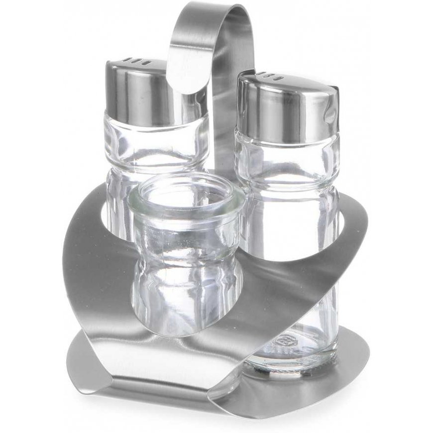 Stainless Steel Spice Set with Salt, Pepper, and Toothpick - Hendi 465325