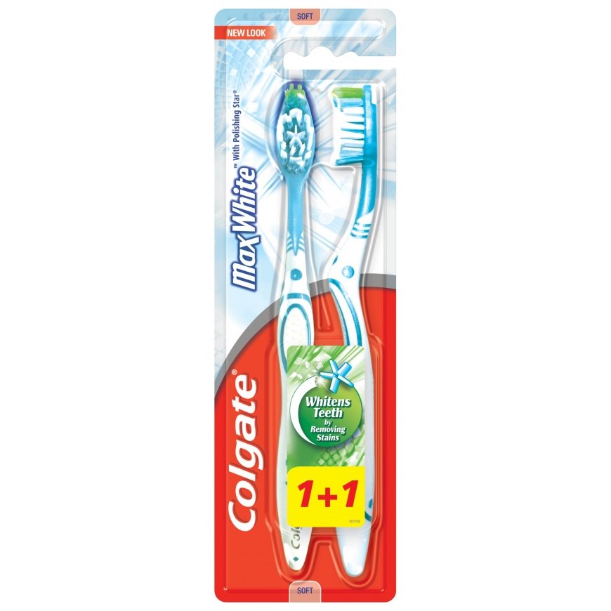 Colgate Max Baltas - 2 pack, soft toothbrushes