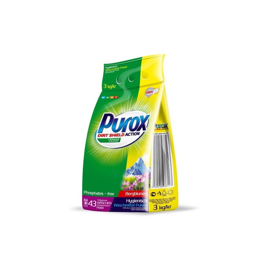 PUROX-pesujauhe, yleiskäyttöinen, 43 pesukertaa, 3kg – 2