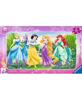 Ravensburger - 06047 - Puzzle Enfant avec cadre - Princesses Disney - La Promenade des Princesses - 15 Pièces