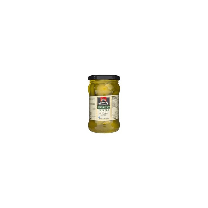 Rohelised, teravad piprad GOURMANTE, täidetud koore ja juustu seguga, 270g