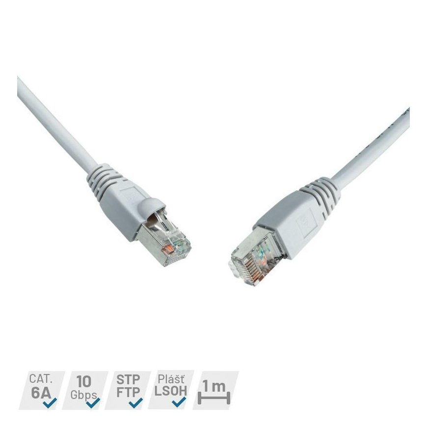 PATCHCORD SKRĘTKA SOLARIX CAT.6A SFTP 1m pilka – 2