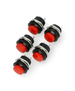 OEM ON-OFF slēdzis, momentāns, apaļš 250V/3A - sarkans - 5 gab.