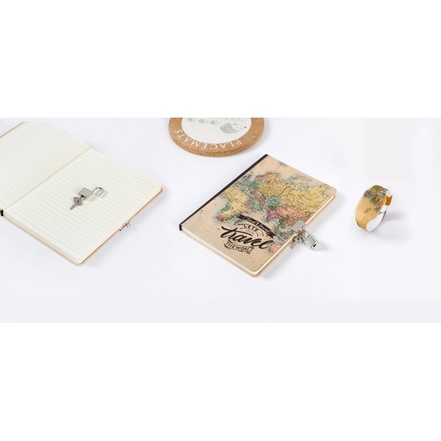 Itotal Old Map Diary, A5, with a lock – 2