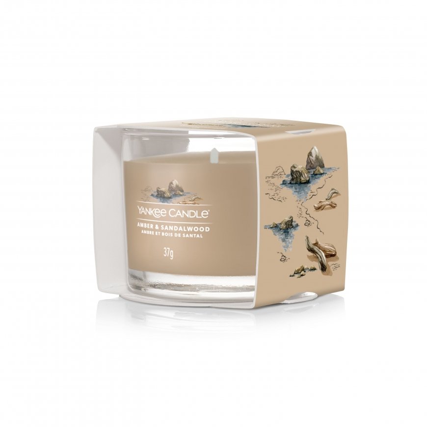 Yankee Candle Amber & Sandalwood восковая свеча Круглый Янтарный, Сандал Коричневый 1 шт – 2
