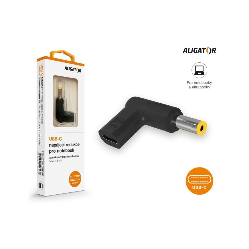 Aligator USB-C Power Adapter 5.5x2.5 mm, designed for Acer / Asus / HP / Lenovo / Toshiba laptops – 2