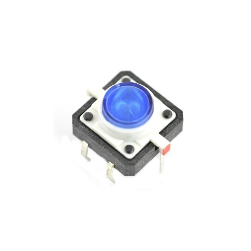 Oem taktiskais pogas 12x12, 7mm THT 6 kontaktu - zils apgaismojums - 5 gab.