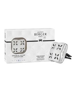 Drēkintājs Maison Berger Paris Dāvanu komplekts automašīnas difuzors Cozy Sudrabs + papildinājums Cozy Musk