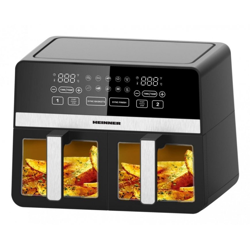 Heinner HAF-K10DB24BK gruzdintuvė Dvigubas 9,5 L Autonominės 2400 W Karšto oro gruzdintuvė Juoda – 2