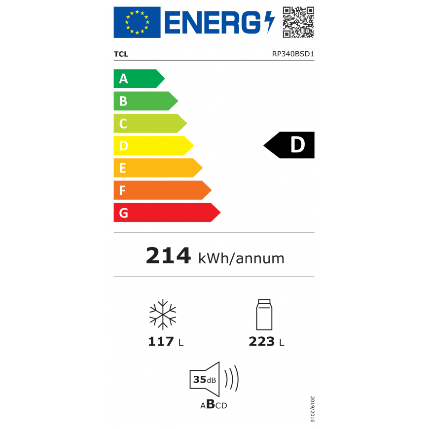 TCL külmik | RP340BSD1 | Energiatõhususe klass D | Tasuta