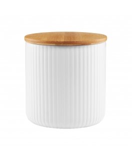 Cooking pot with wavy grooves and bamboo lid white 600 ml AMBITION