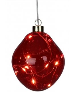 Kalėdų puošmena GLASS Drop LED BABBLE 10cm RAUDONA