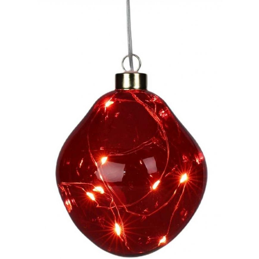 Kalėdų puošmena GLASS Drop LED BABBLE 10cm RAUDONA