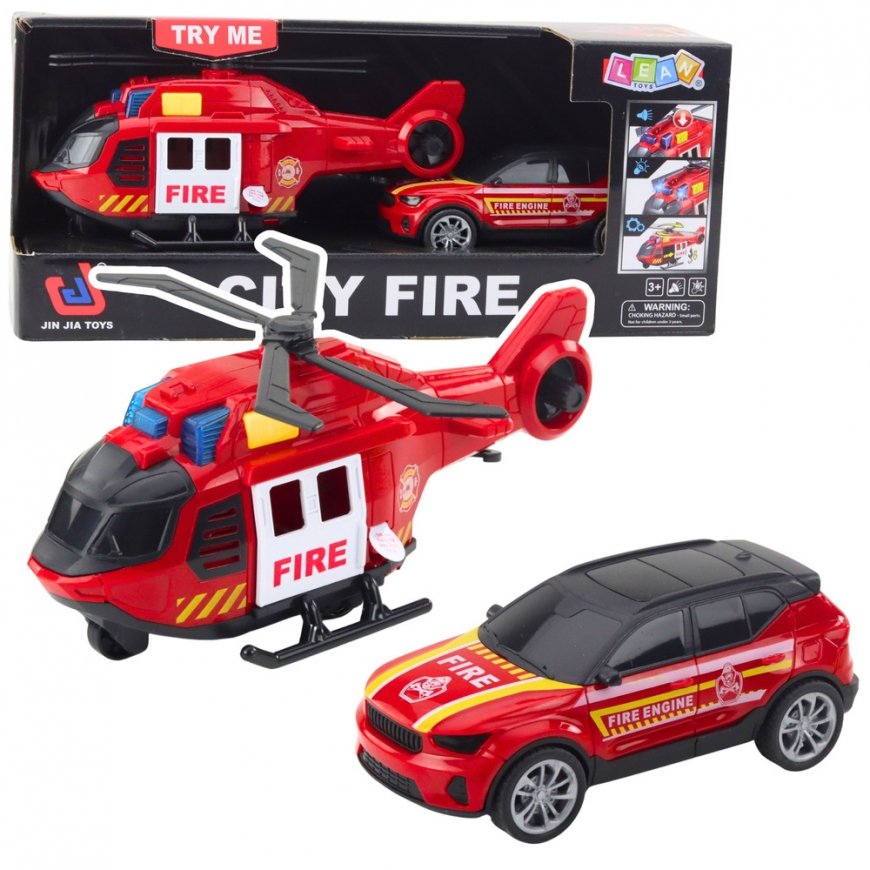 Lean Toys Helicopter and Car with Lights and Sound