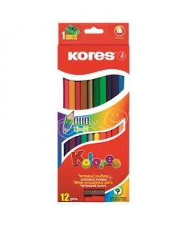 Tribriauniai dvigubi spalvoti pieštukai KORES KOLORES DUO, 12 pcs.