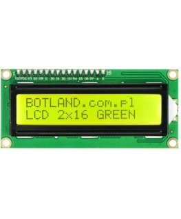 LCD-näyttö 2x16 merkkiä vihreä liittimillä - justPi