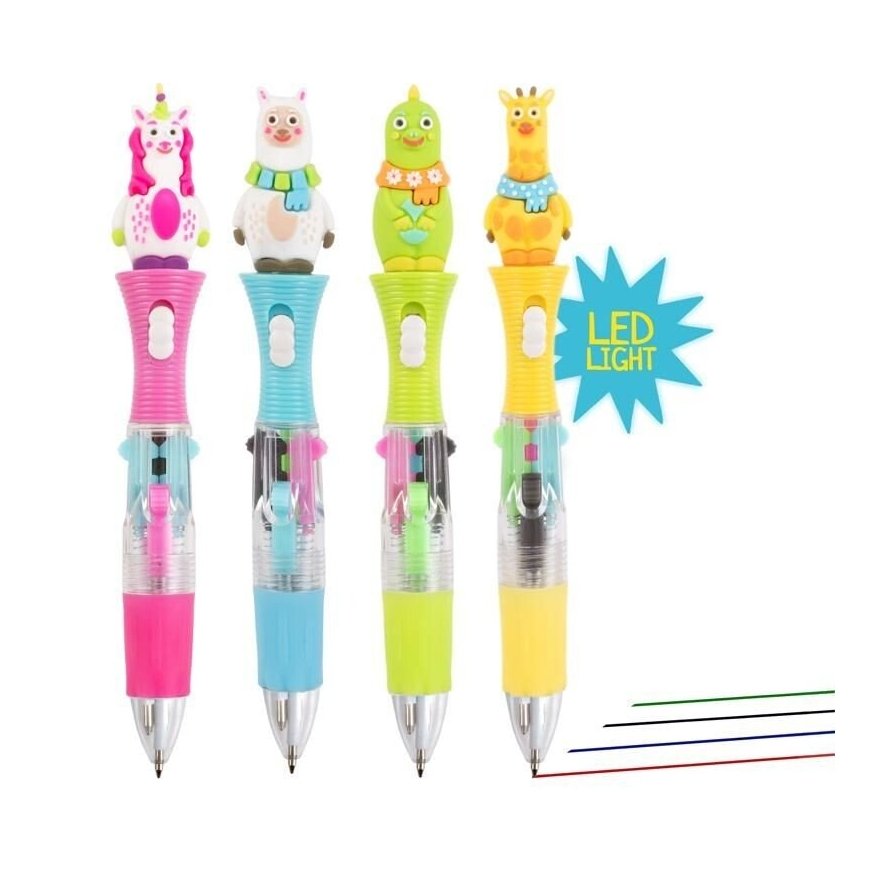 Trendhaus Magic Moments - Multicolored Pen with LED Light and Figure (1 pc., 4 designs)
