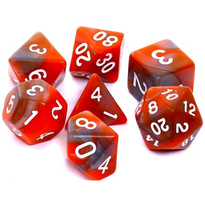 REBEL RPG Dice Set - Two Colors - Orange and Gray