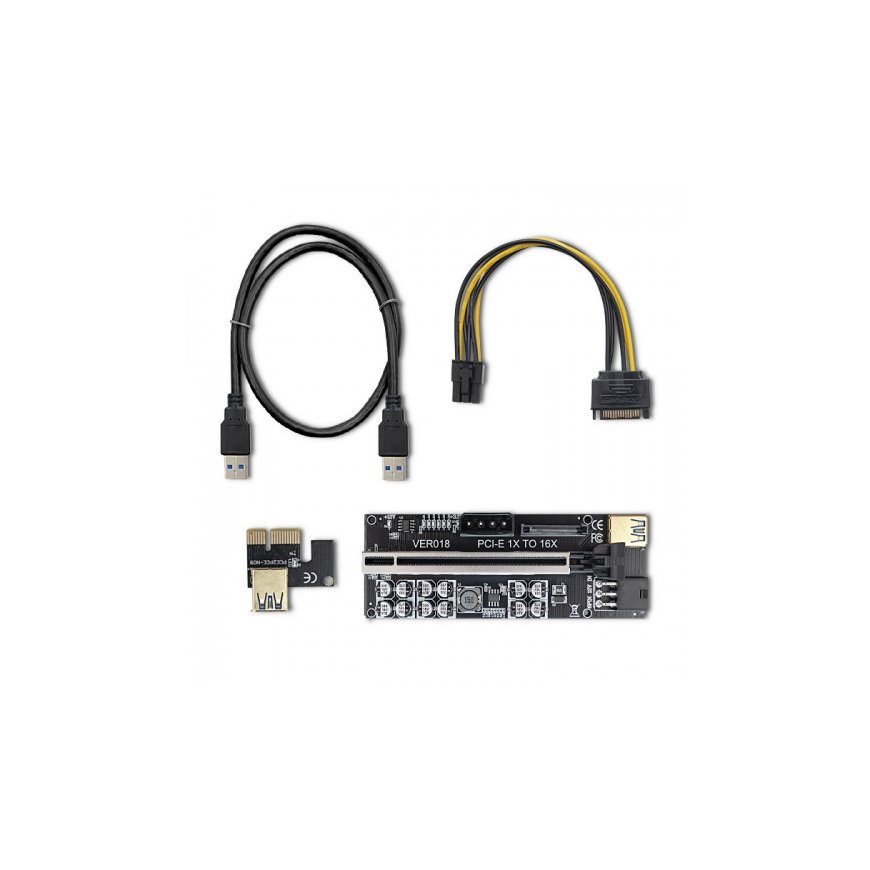 QOLTEC 55510 PCI E 1x 16x USB 3.0 riser v. 018 SATA PCI E 6 pin