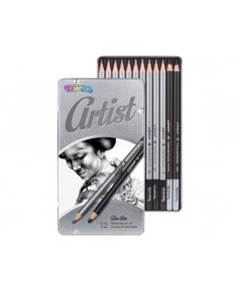 Colorino Artis -sarjan eskizointikynien setti metallirasialla, 12 kpl.