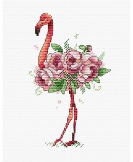Beldizart Vandenyje tirpus drobės kryželiu siuvinējuma komplekts Flamingo SV-254