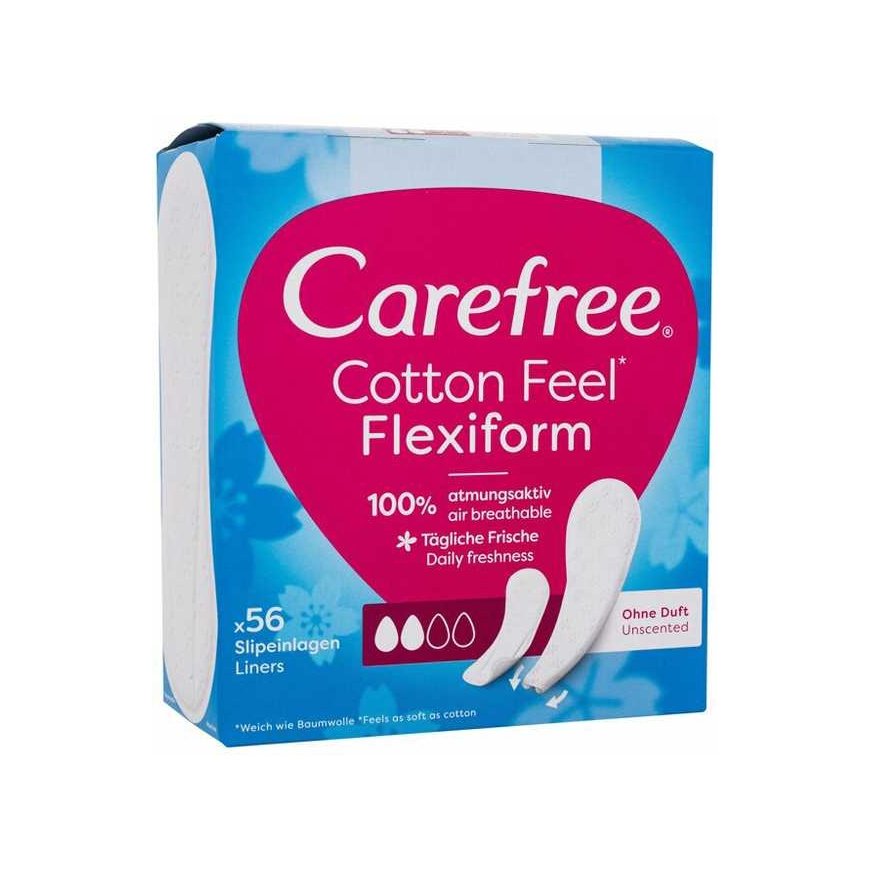 Carefree Nerūpestingi medvilniniai Flexiform kelnaičių įklotai, bekvapiai, 1 pak. - 56 vnt. – 2