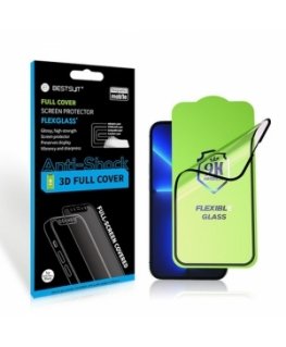 LCD aizsargstikliņš Bestsuit Flexible Hybrid Glass 5D Samsung A556 A55 5G pielāgots korpusam melns