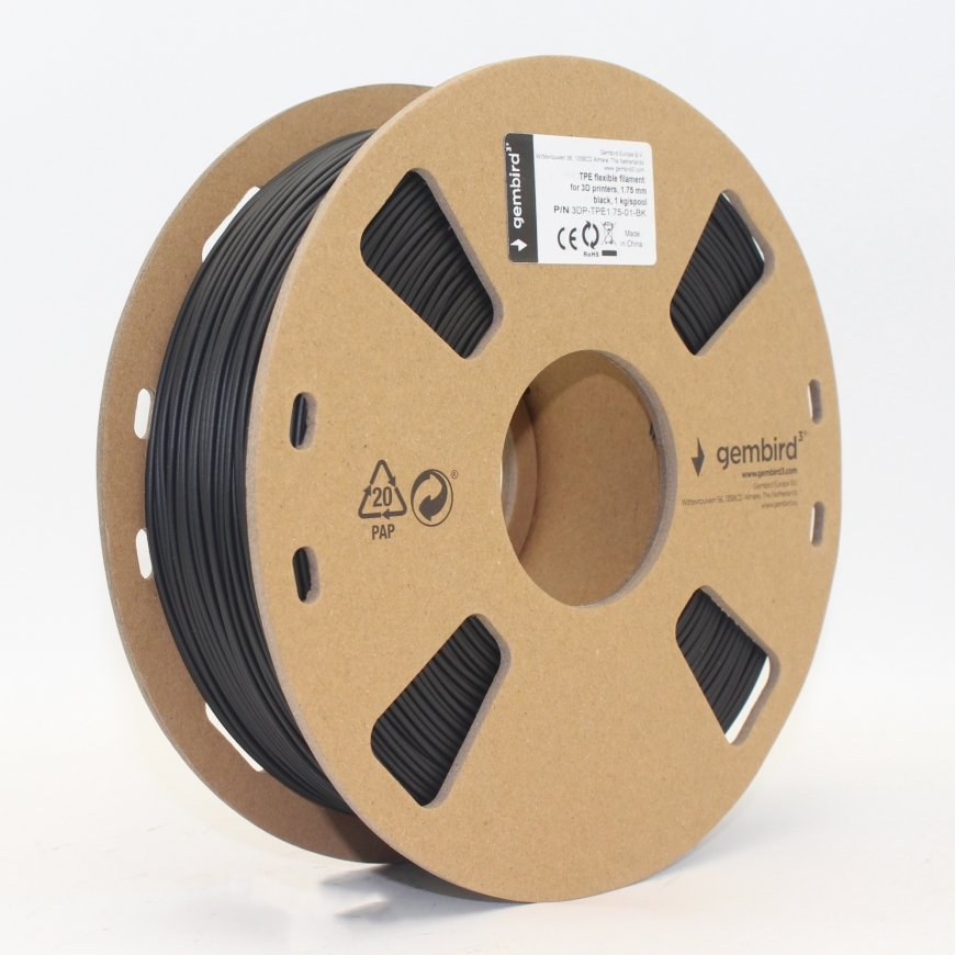Gembird 3DP-TPE1.75-01-BK 3D printing material Thermoplastic elastomer (TPE) Black 1.45 kg – 2