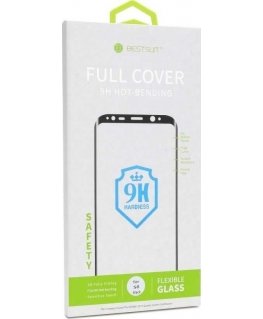 Bestsuit elastīgs hibrīda stikls 5D Samsung Galaxy S10+ melnā krāsā (karstā locīšana) – darbojošais pirkstu nospiedumu lasītājs