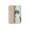 Petite&Mars Misty - bamboo muslin diapers, 2 pcs set | Whale song Petite&Mars Misty - bamboo muslin diapers, 2 pcs set | Whale song