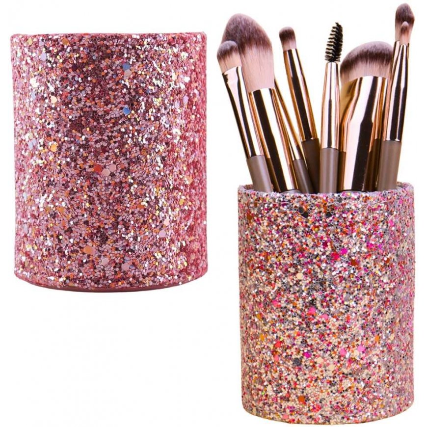 Lean Pink Glossy Makeup Brush Holder 9x7x7 cm