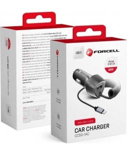 FORCELL F-ENERGY Carbon CC50-1AC car charger USB A with Type C cable PD QC3.0 3A 38W black