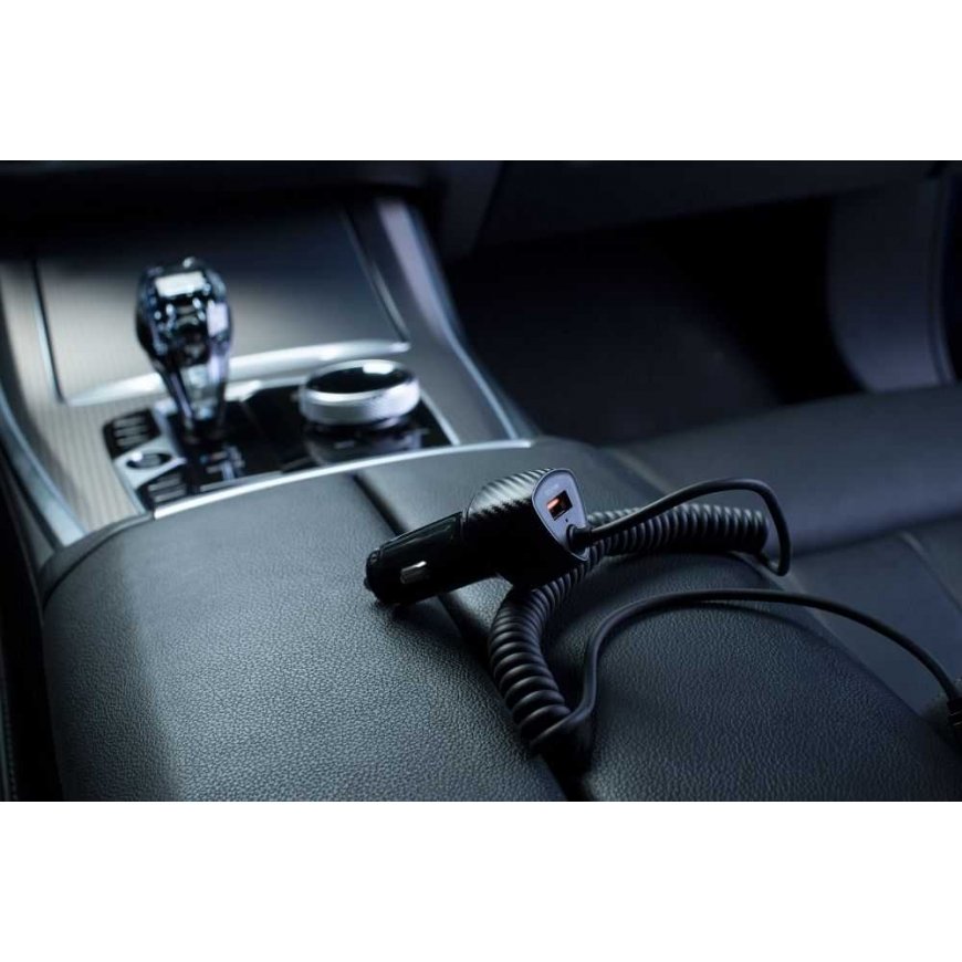FORCELL F-ENERGY Carbon CC50-1AC automobilinis kroviklis USB A su Type-C PD QC3.0 3A 38W juodas – 2