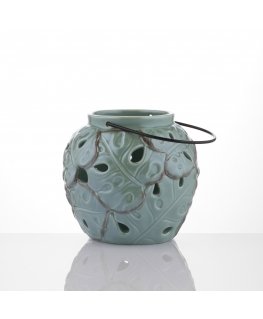 Myhome Keraminis žibints Tropic 13 x 13 x 12,2 cm zaļš MANO NAMAI