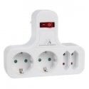 Maclean quadplex electric socket with switch and stabilizing leg Maclean quadplex electric socket with switch and stabilizing leg