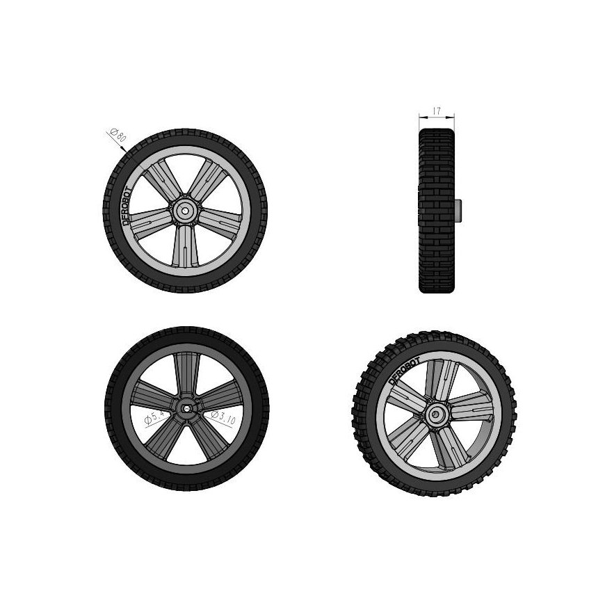 OEM DFRobot wheel 80x17mm - 1 piece – 2