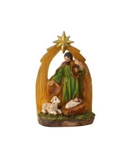 Kalėdų dekoracija KALĖDŲ NUKŠTAS, GARVINĖ, ŠVENTA ŠEIMA, 13 cm JÓZEF