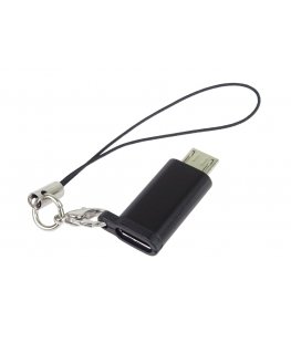 Адаптер «PremiumCord» USB-C разъема – USB 2.0 Micro-B/мужской, черный с петлей для подвешивания