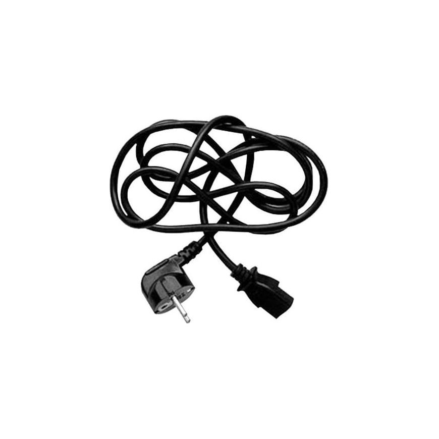 Network cable 230V power supply, CEE7 (plug) - C13, 2m, VDE approved, black, Logo, 5 pcs, price per 1 pcs, EOL