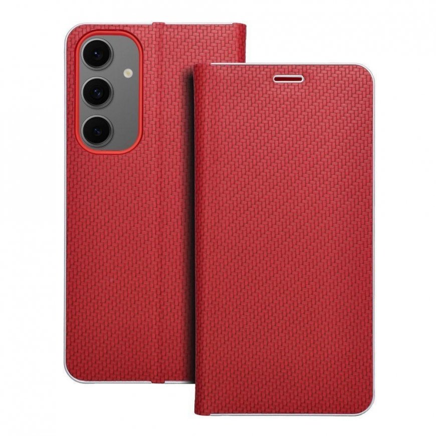 Dėklas Oem LUNA Book Carbon Samsung Galaxy A21s jaoks, punane