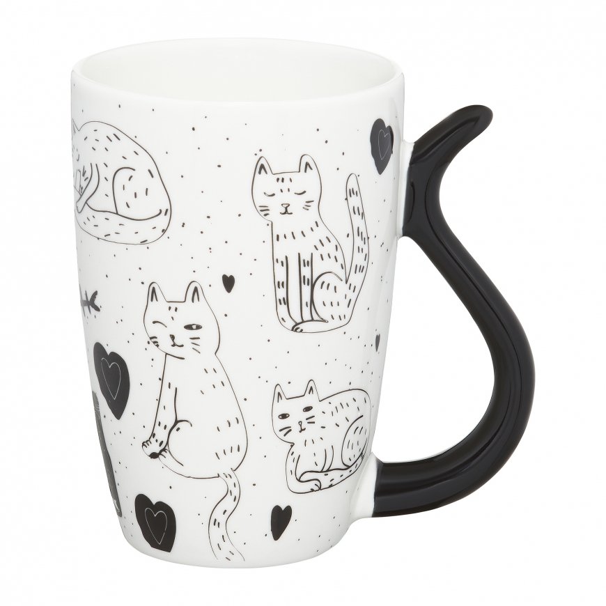 Melna kaķu krūze 380 ml Kaķi AMBITION