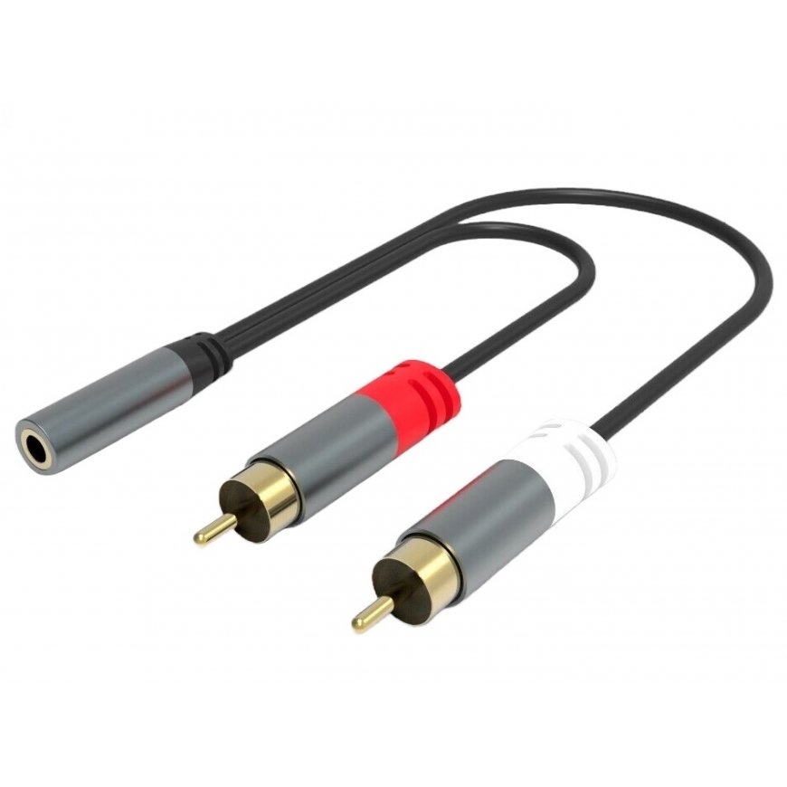 PremiumCord cable HQ socket, 3.5 mm female – 2x CINCH male 15 cm – 2