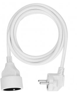 Solight laienduskabel - pistik, 1 pesa, 2m, 3 x 1mm2, valge