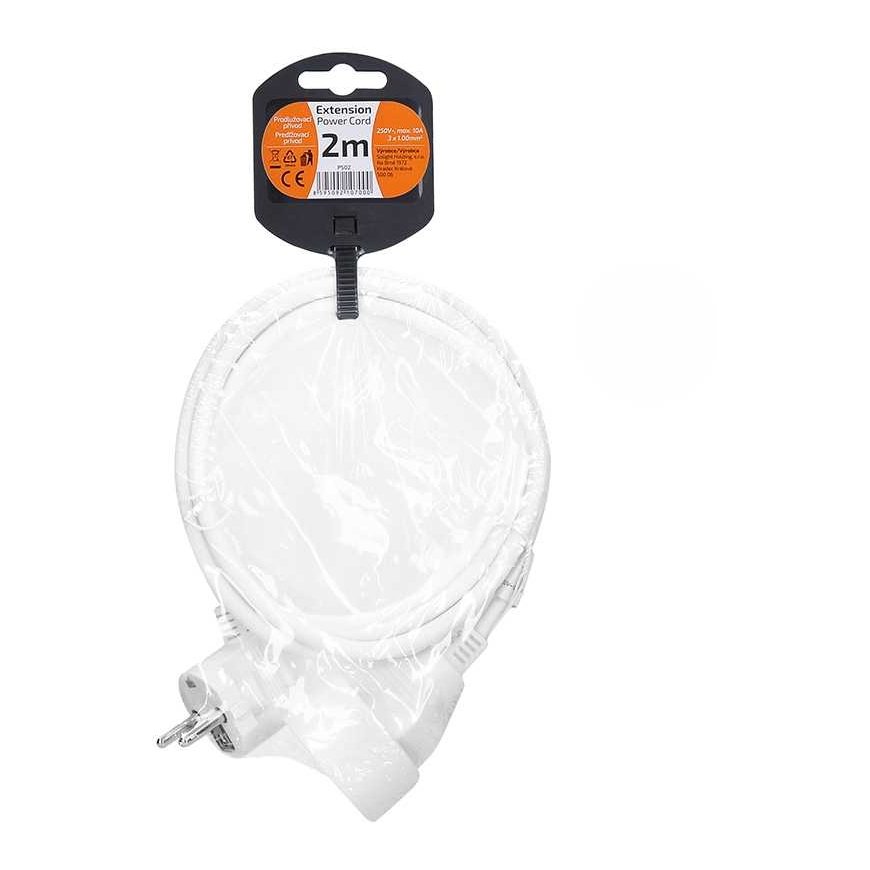 Solight prailginimo laidas - jungtis, 1 lizdas, 2m, 3 x 1mm2, baltas – 2