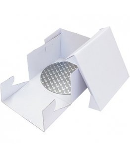 PME BCR867 cake storage container Square Carton, Metal Silver, White